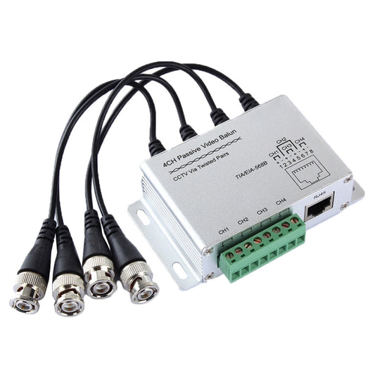 4 CH UTP Passive Video Balun , CCTV Via Twisted Pairs - Security by buy2fix | Online Shopping UK | buy2fix