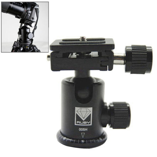 RUBY 005H Aluminium Magnesium Alloy Tripod Ball Head with Quick Release Plate Adapter(Black) - Camera Accessories by buy2fix | Online Shopping UK | buy2fix