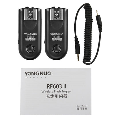 2 PCS YONGNUO RF603C II FSK 2.4GHz Wireless Flash Trigger with C1 Shutter Connecting Cable - Camera Accessories by YONGNUO | Online Shopping UK | buy2fix