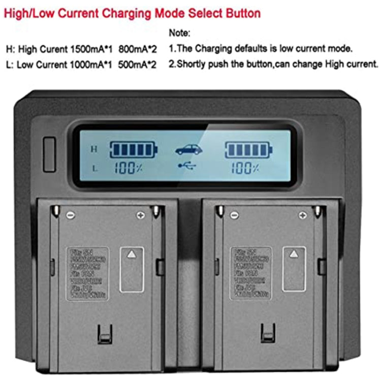 Dual Channel LCD Display Digital Battery Charger with USB Port for Sony BP-U30 / U60 / U90 Battery, Compatible with Sony EX260 / EX280 / FS7 - Camera Accessories by buy2fix | Online Shopping UK | buy2fix
