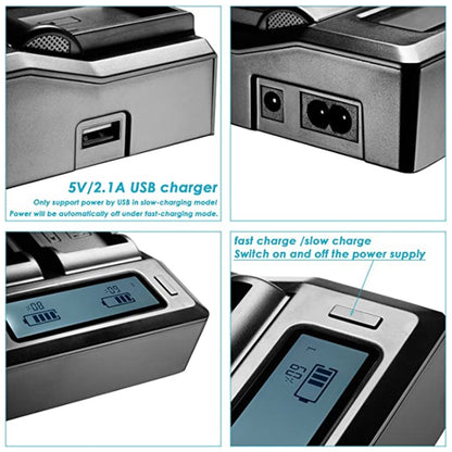 Dual Channel LCD Display Digital Battery Charger with USB Port for Sony BP-U30 / U60 / U90 Battery, Compatible with Sony EX260 / EX280 / FS7 - Camera Accessories by buy2fix | Online Shopping UK | buy2fix