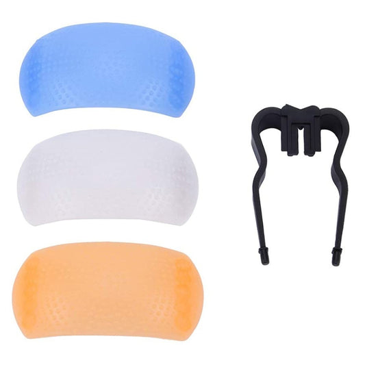 3 Colors Pop-up Flash Soft Flash Diffuser Kit  with White Diffuser / Blue Diffuser / Orange Diffuser / Diffuser Bracket - Camera Accessories by buy2fix | Online Shopping UK | buy2fix