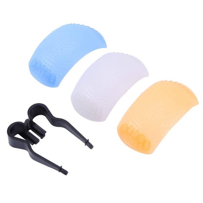 3 Colors Pop-up Flash Soft Flash Diffuser Kit  with White Diffuser / Blue Diffuser / Orange Diffuser / Diffuser Bracket - Camera Accessories by buy2fix | Online Shopping UK | buy2fix