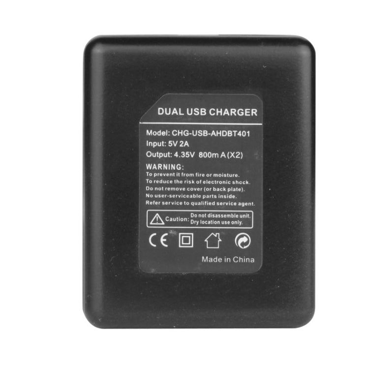 USB Dual Battery Travel Charger for GoPro HERO4 (AHDBT-401)(Black) - DJI & GoPro Accessories by buy2fix | Online Shopping UK | buy2fix