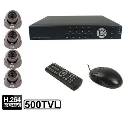4-CH Embedded Digital Video Recorder Kit (1 / 3 Sony CCD, 500TVL, 24 x IR LED, 6mm Lens, IR Distance: 25m, H.264 (8204EV+622A) - Security by buy2fix | Online Shopping UK | buy2fix