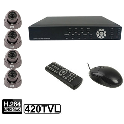 4-CH Embedded Digital Video Recorder Kit (1 / 3 Sony CCD, 420TVL, 24 x IR LED, 6mm Lens, IR Distance: 25m, H.264 (8204EV+622A) - Security by buy2fix | Online Shopping UK | buy2fix