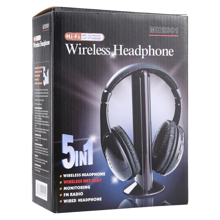 MH2001 Hi-Fi 5 in 1 Receiver + Emitter Wireless Headphone(Black) - Apple Accessories by buy2fix | Online Shopping UK | buy2fix