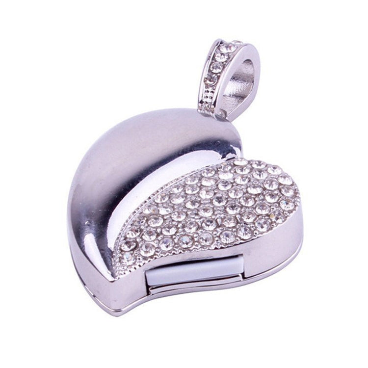 Silver Heart Shaped Diamond Jewelry USB Flash Disk, Special for Valentines Day Gifts (4GB) -  by buy2fix | Online Shopping UK | buy2fix