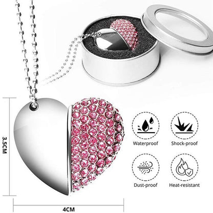 Heart Shaped Diamond Jewelry USB Flash Disk, Special for Valentines Day Gifts (8GB) -  by buy2fix | Online Shopping UK | buy2fix