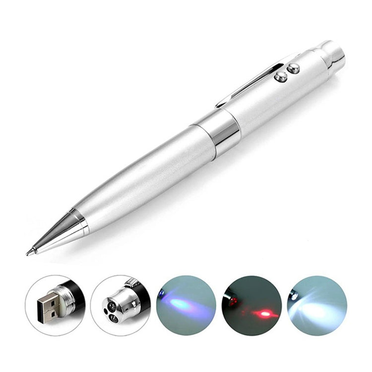 3 in 1 Laser Pen Style USB Flash Disk, Silver (4GB) - Computer & Networking by buy2fix | Online Shopping UK | buy2fix