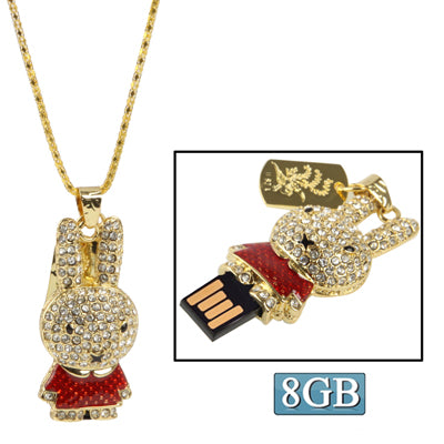 Rabbit Shaped Diamond Jewelry USB Flash Disk (8GB), Red - Computer & Networking by buy2fix | Online Shopping UK | buy2fix