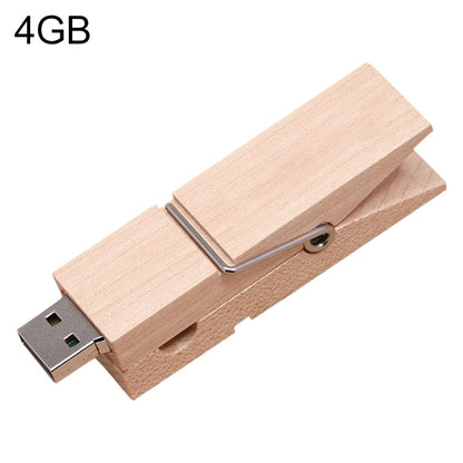 4 GB Wood Clip Style USB Flash Disk - USB Flash Drives by buy2fix | Online Shopping UK | buy2fix