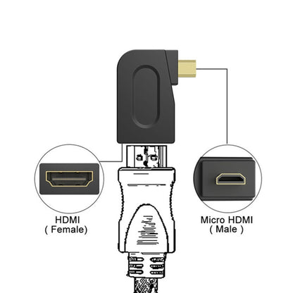 Gold Plated Micro HDMI Male to HDMI 19 Pin Female Adaptor with 90 Degree Angle(Black) - Adapter by buy2fix | Online Shopping UK | buy2fix