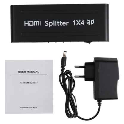 1080P 1x4 HDMI Splitter, 1.4 Version, EU Plug(Black) - Splitter by buy2fix | Online Shopping UK | buy2fix