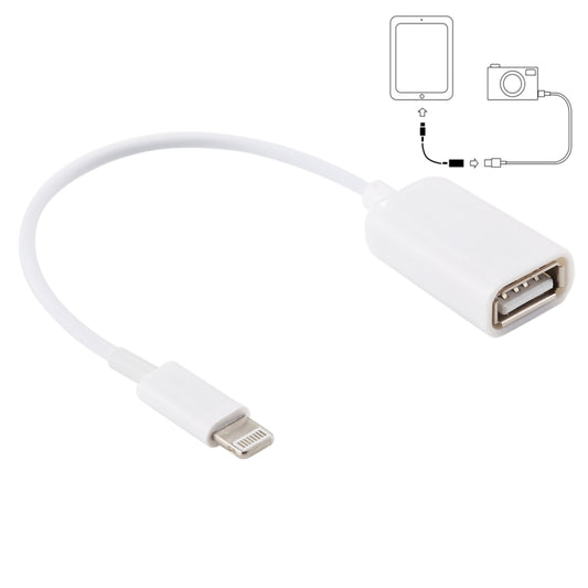USB Female to 8pin Male OTG Adapter Cable, Support iOS 10.2 and Below, Length: 18cm(White) - Apple Accessories by buy2fix | Online Shopping UK | buy2fix