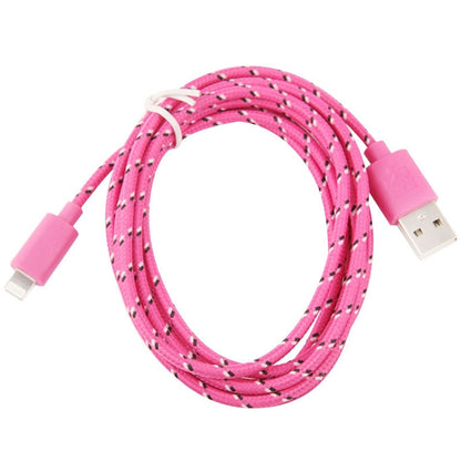 1m Nylon Netting USB Data Transfer Charging Cable For iPhone, iPad, Compatible with up to iOS 15.5(Magenta) - Normal Style Cable by buy2fix | Online Shopping UK | buy2fix