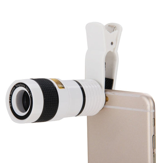 8X Zoom Telescope Telephoto Camera Lens with Clip(White) - Telescope & Microscope by buy2fix | Online Shopping UK | buy2fix