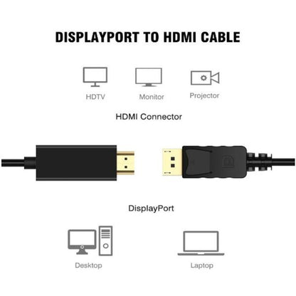 DisplayPort Male to HDMI Male Cable, Cable Length: 1.8m -  by buy2fix | Online Shopping UK | buy2fix