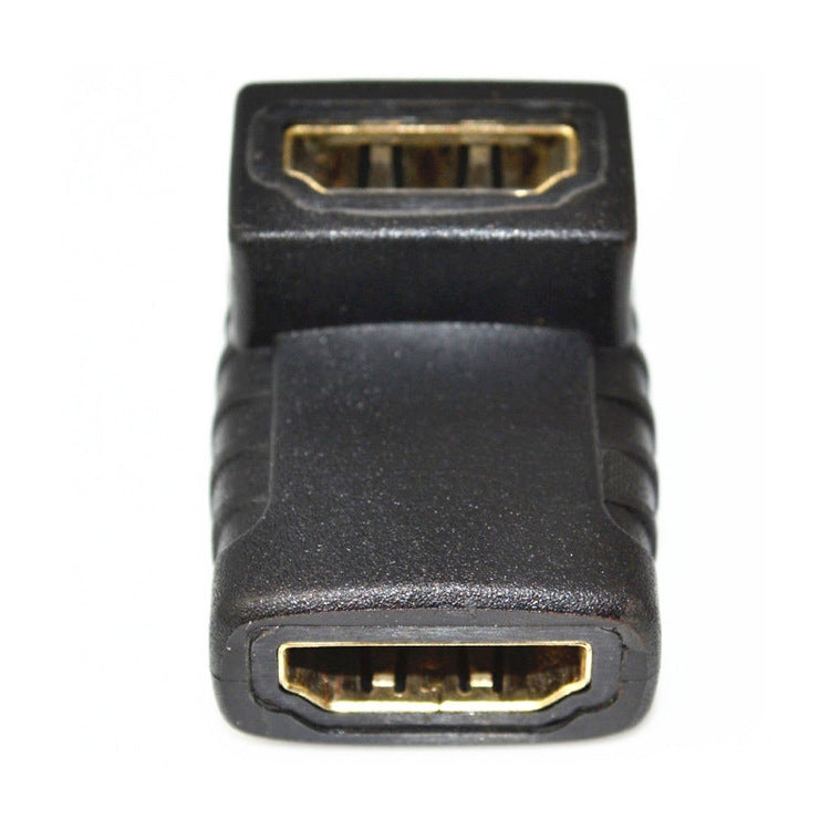 HDMI Angle Coupler (Female to Female) - 90 Degree (Gold Plated)(Black) - Adapter by buy2fix | Online Shopping UK | buy2fix