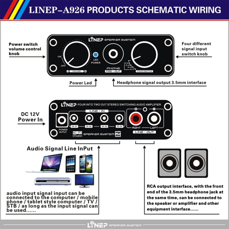 A926 Four-In Two-Out Signal Amplifying Switcher(Black) - Consumer Electronics by buy2fix | Online Shopping UK | buy2fix