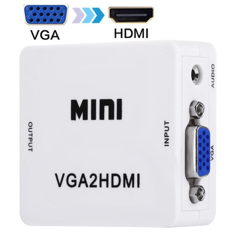 HD 1080P HDMI Mini VGA to HDMI Scaler Box Audio Video Digital Converter(White) -  by buy2fix | Online Shopping UK | buy2fix