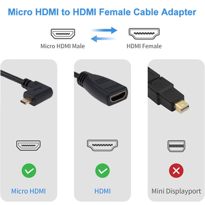 19cm 90 Degree Micro HDMI Left-toward Male to HDMI Female Cable Adapter(Black) -  by buy2fix | Online Shopping UK | buy2fix