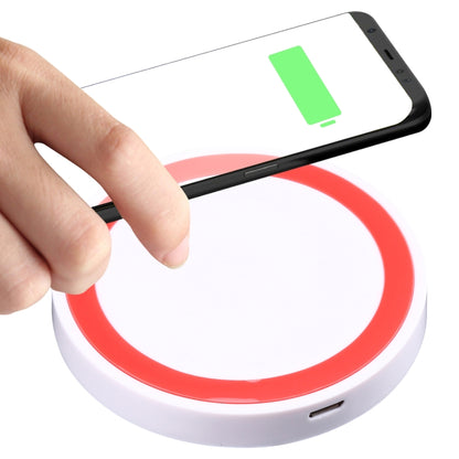 Universal QI Standard Round Wireless Charging Pad (White + Red) - Wireless Charger by buy2fix | Online Shopping UK | buy2fix