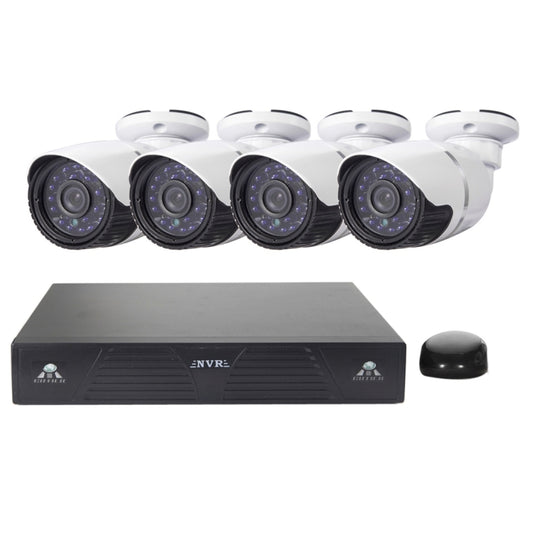 4CH H.264 720P HD Bullet IP Camera NVR Kit, 30m IR Night Vision, Support Video / Audio Input - Security by buy2fix | Online Shopping UK | buy2fix