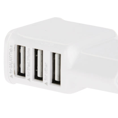 5V 2A EU Plug 3 USB Charger Adapter, For iPhone, Galaxy,  Huawei, Xiaomi, LG, HTC and Other Smart Phones(White) - Mobile Accessories by buy2fix | Online Shopping UK | buy2fix