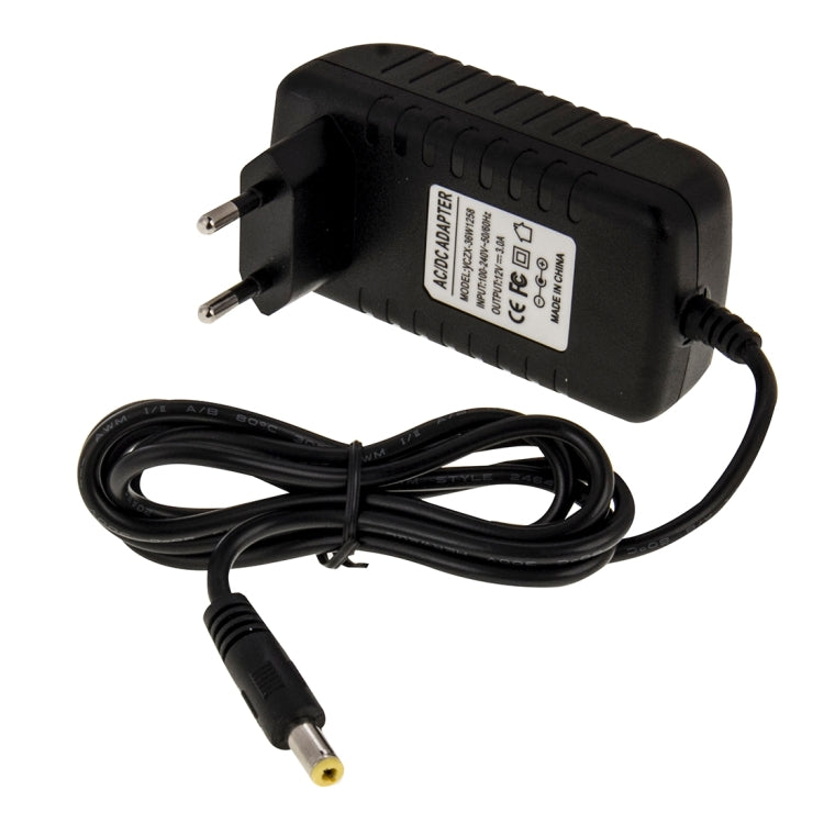 EU Plug AC 100-240V to DC 12V 3A Power Adapter, Tips: 5.5 x 2.1mm, Cable Length: about 1.2m(Black) - Consumer Electronics by buy2fix | Online Shopping UK | buy2fix