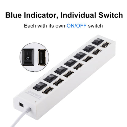 7 Ports USB Hub 2.0 USB Splitter High Speed 480Mbps with ON/OFF Switch / 7 LEDs(White) - USB 2.0 HUB by buy2fix | Online Shopping UK | buy2fix