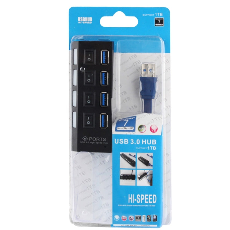 4 Ports USB 3.0 HUB, Super Speed 5Gbps, Plug and Play, Support 1TB (Black) - USB 3.0 HUB by buy2fix | Online Shopping UK | buy2fix