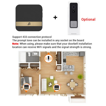 B10 52 Chimes 110dB Doorbell Receiver Low Power Consumption Home Door Tools, US Plug, AC 90-260V - Security by buy2fix | Online Shopping UK | buy2fix