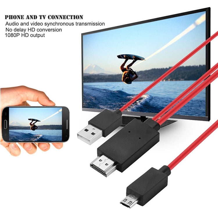 2m Full HD 1080P Micro USB MHL + USB Connector to HDMI Adapter HDTV Adapter Converter Cable - Video & Audio Cable by buy2fix | Online Shopping UK | buy2fix