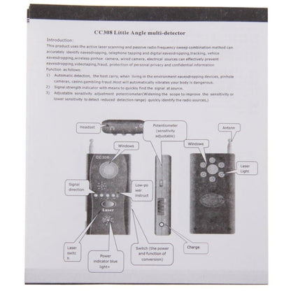 CC308+ Multi Wireless Camera Lens Detector Radio Wave Signal Detect Full-range RF GSM Device Finder(US Plug) - Security by buy2fix | Online Shopping UK | buy2fix