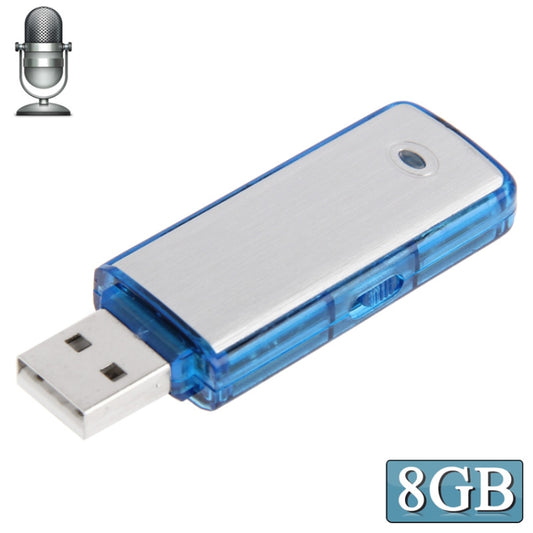 USB Voice Recorder + 8GB USB Flash Disk(Blue) - Security by buy2fix | Online Shopping UK | buy2fix