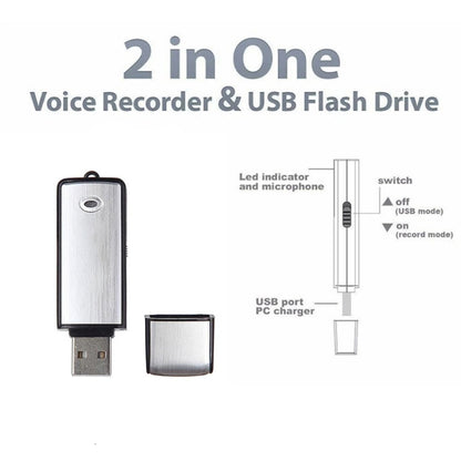 USB Voice Recorder + 8GB USB Flash Disk(Black) - Security by buy2fix | Online Shopping UK | buy2fix