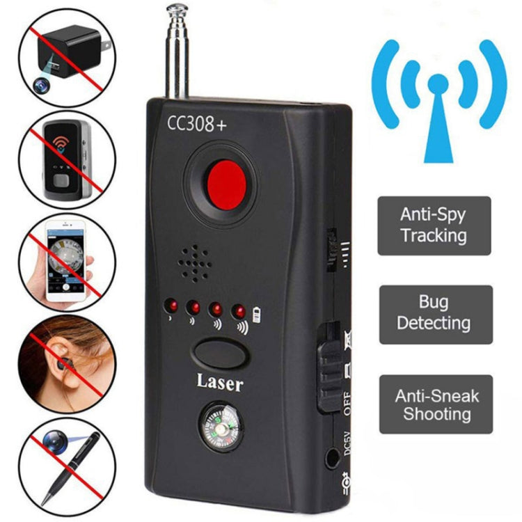 CC308+ Multi-Detector Full-Range All-Round Detector For Hidden Mini Camera / IP Lens/ GMS / RF Signal Detector Finder(Black) - Security by buy2fix | Online Shopping UK | buy2fix