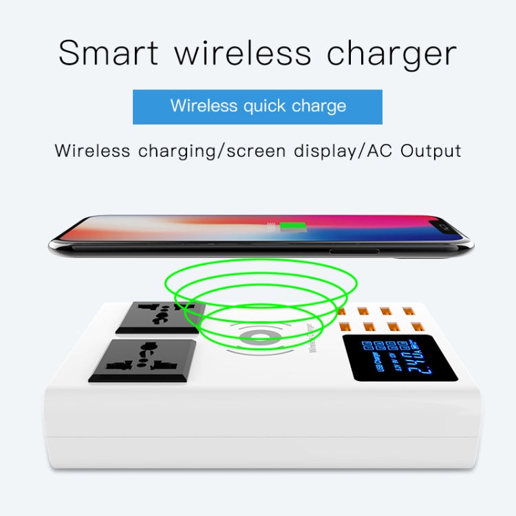 YC-CDA10W 10W Multi Port USB Intelligent Digital Display Fast Charging Wireless Charger, UK Plug - Multifunction Charger by buy2fix | Online Shopping UK | buy2fix