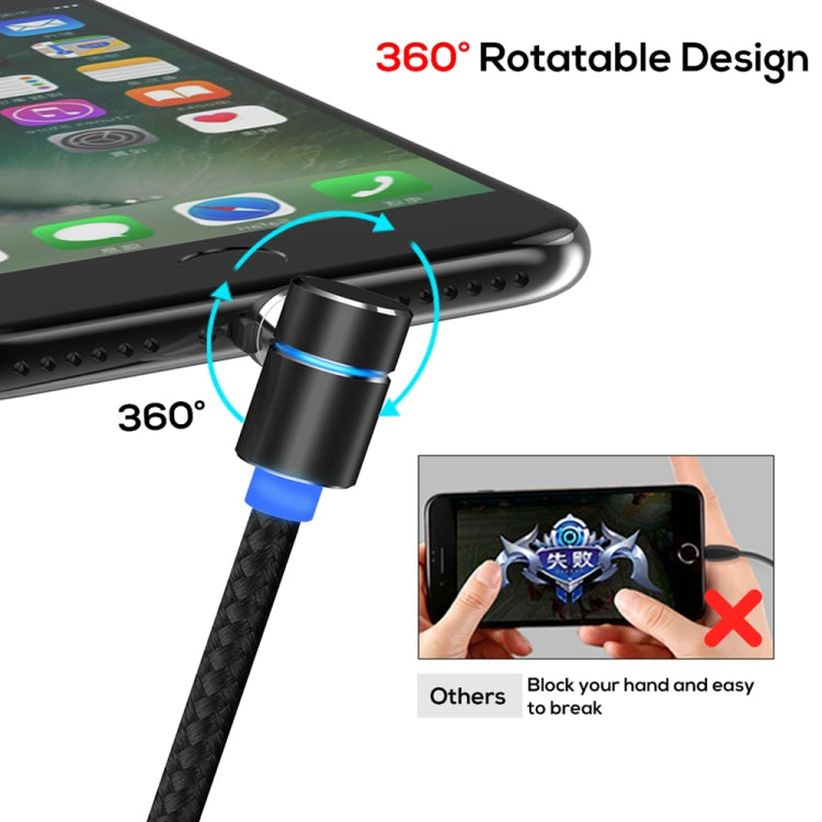 TOPK 1m 2.4A Max USB to 90 Degree Elbow Magnetic Charging Cable with LED Indicator, No Plug(Black) - Mobile Accessories by TOPK | Online Shopping UK | buy2fix