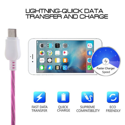 LED Flowing Light 1m USB A to Type-C Data Sync Charge Cable, For Galaxy, Huawei, Xiaomi, LG, HTC and Other Smart Phones(Magenta) - USB-C & Type-C Cable by buy2fix | Online Shopping UK | buy2fix