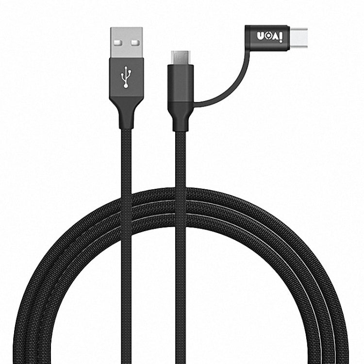 IVON CA52 2.4A USB to Type-C + Micro USB 2 in 1 Charging Sync Data Cable, Length: 1m (Black) -  by IVON | Online Shopping UK | buy2fix