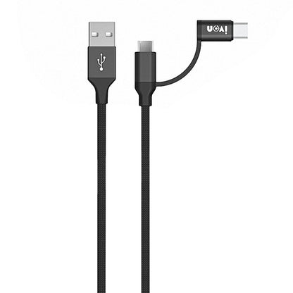 IVON CA52 2.4A USB to Type-C + Micro USB 2 in 1 Charging Sync Data Cable, Length: 1m (Black) -  by IVON | Online Shopping UK | buy2fix