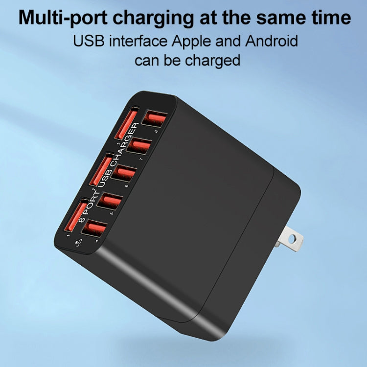 WLX-82 40W Max 8 Ports USB Charger Adapter, US Plug(Black) - USB Charger by buy2fix | Online Shopping UK | buy2fix