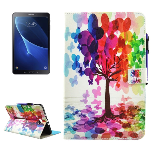 For Galaxy Tab A 10.1 (2016) / T580 Butterfly Tree Pattern Horizontal Flip Leather Case with Holder & Wallet & Card Slots & Sleep / Wake-up Function & Pen Slot - Samsung Accessories by buy2fix | Online Shopping UK | buy2fix