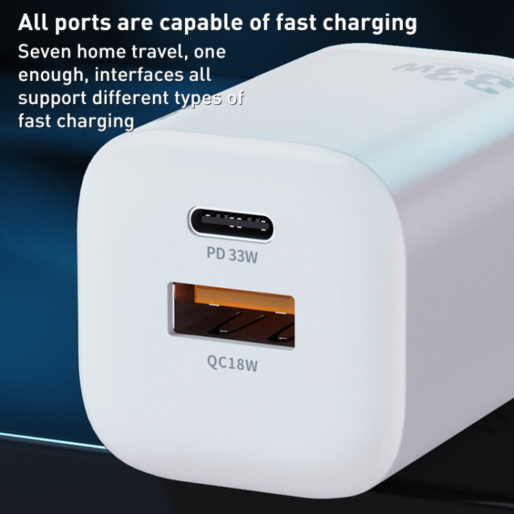 WK WP-U140 33W Power Series USB+USB-C/Type-C Fast Charger, Specifications: US Plug(White) - Apple Accessories by WK | Online Shopping UK | buy2fix