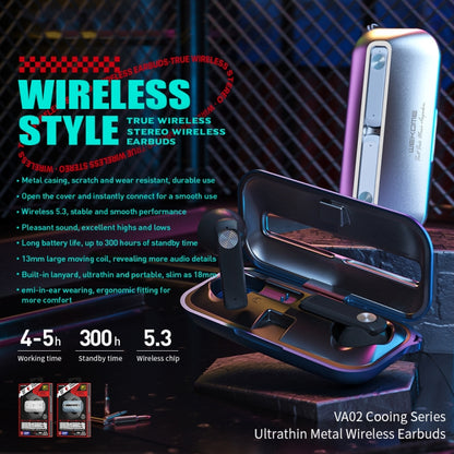 WK VA02 Ultra Thin Metal Wireless Bluetooth Earphone (Black) - Bluetooth Earphone by WK | Online Shopping UK | buy2fix