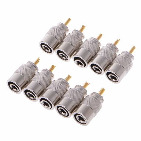 10 PCS UHF Connector Plugs PL-259 Male Solder for RG8X Coaxial Cable - Security by buy2fix | Online Shopping UK | buy2fix