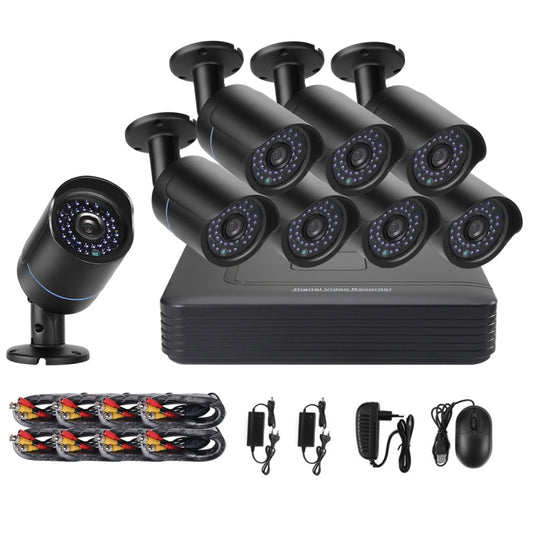 A8B5-Mini 8 Channel 1080P 2.0 Mega Pixel 8 x Bullet AHD Cameras Mini AHD DVR Kit, Support Night Vision / Motion Detection, IR Distance: 20m(Black) - Security by buy2fix | Online Shopping UK | buy2fix