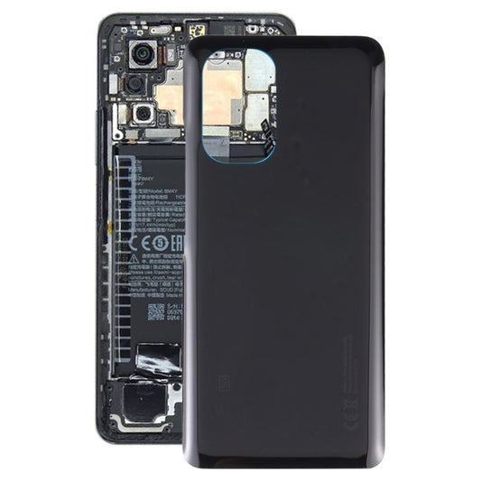 Glass Battery Back Cover for Xiaomi Poco F3(Black) - Repair & Spare Parts by buy2fix | Online Shopping UK | buy2fix